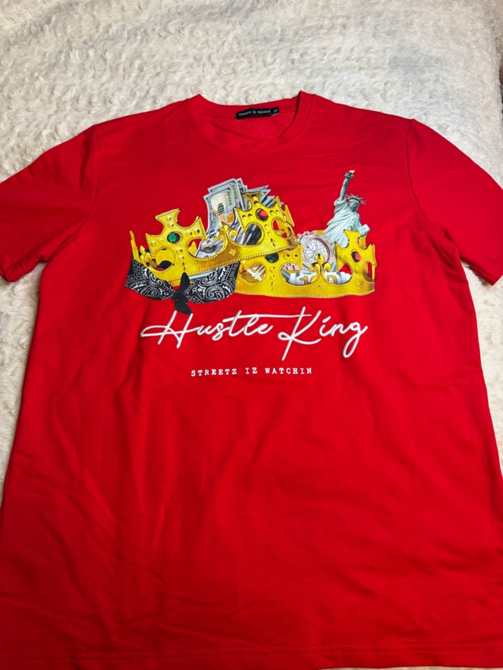 Hustle King Graphic Tee - Red with Yellow Crown